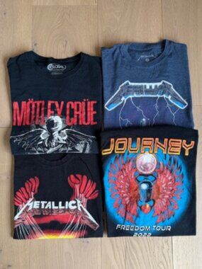 Vintage Rock Band Tee Bundle Mötley Crüe Metallica Journey - 4 Shirts